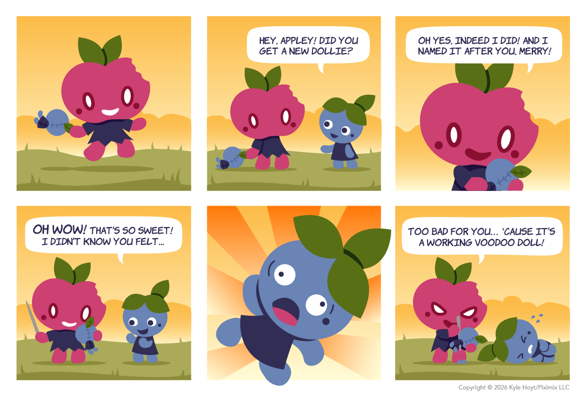 Appley plays with dolls