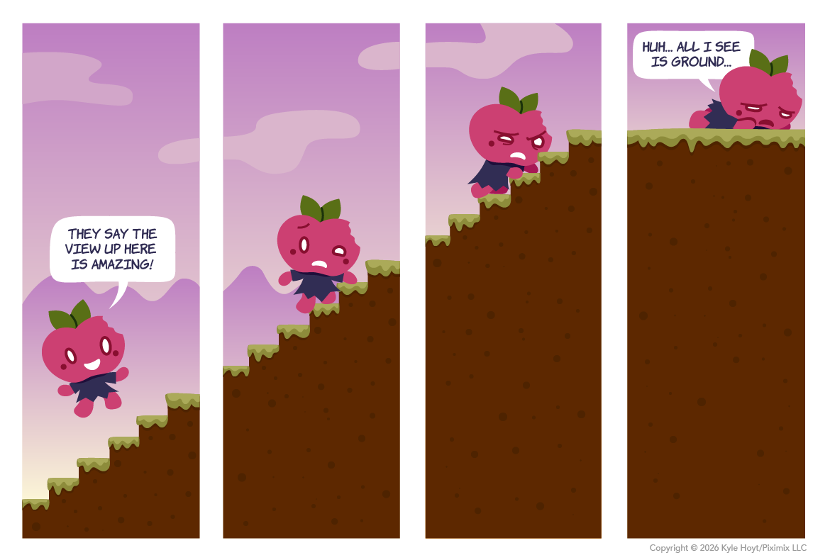 Appley looks down from above